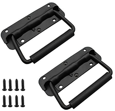 Zasvec Klappgriffe 2 Stück 120 mm Schwarz Eisen Gefedert Klappgriff Hardware Boxengriff