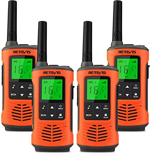 Retevis RT45P Talkie Walkie, IP67 Etanche, Rechargeable,16 Canaux, PMR446 sans Licence, Lampe de Poche LED, SOS, Talkies-Walkies Professionnel pour Activités de Plein Air Our Adultes (4 Pcs)