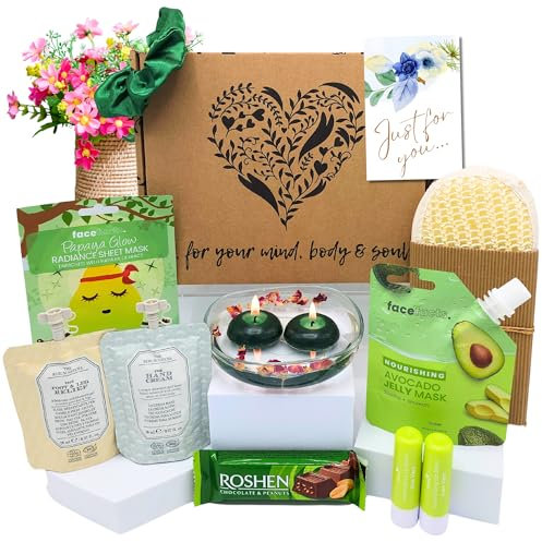 Spa & Entspannung Verwöhngeschenk für Frauen, Geburtstagsgeschenk für Frauen, Selbstpflege-Geschenk, Bade-Geschenk-Set, Verwöhn-Geschenkbox für Frauen, Spa-Set für Frauen, Geschenke für Frauen (Grün)