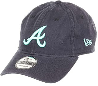 New Era Atlanta Braves MLB Team Navy Turquoise 9Twenty Unstructured Strapback Cap - One-Size