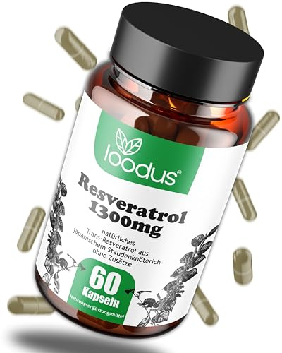 60 Trans-Resveratrol Kapseln hochdosiert - 100:1 Extrakt -1300mg pro Tag | Natürliches Trans Resveratrol hochdosiert - japanischer Staudenknöterich Extrakt - vegan