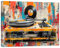 Novatique Vinyl-Schallplatten-Wandkunst, Retro-Musikzimmer-Dekor, bunter Blockflötenspieler, Maldruck, Musik-Wandkunst-Stil, Blockflöte, Heimdekoration für Wohnzimmer, Schlafzimmer, 30,5 x 40,6 cm