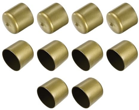 sourcing map 10pcs Rubber End Caps 44mm ID Vinyl Round Tube Bolt Cap Cover Thread Protectors Gold
