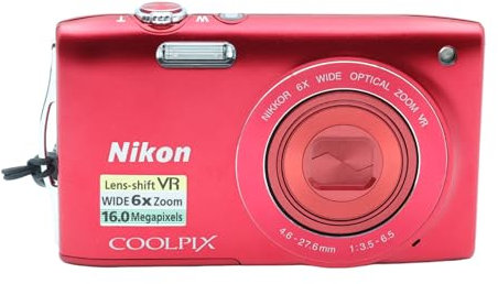 Nikon COOLPIX S3300 Compact Digital Camera - Red (16MP, 6x Optical Zoom) 2.7 inch LCD (Renewed)