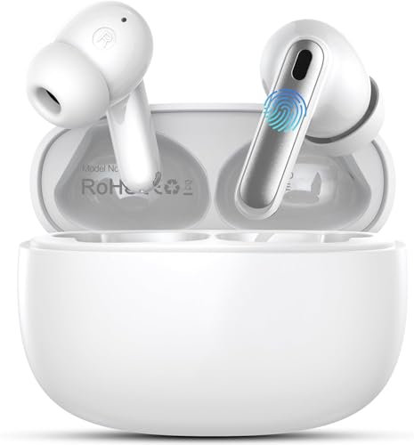 Genérico Auriculares Inalámbricos Bluetooth, Auriculares Bluetooth 5.4,con Reducción de Ruido ENC,Cascos Inalambricos Bluetooth IPX7 Impermeable, Carga Rápida USB-C (Blanco)