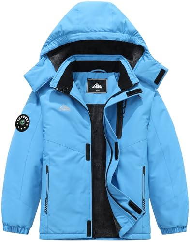 QUCOOM Boys Waterproof Ski Jacket Kids Winter Coat| Windproof Snow Coat With Thickened Fleece Lining Hood Outerwear