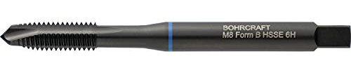Bohrcraft 41440300800 Maschinengewindebohrer DIN371 M8 verstärkter Schaft Masch-Gewindebohrer Blauring DIN 371 HSS-E VAP M 8 Form B Split-Pack, silber