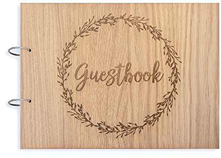 Wedding Guest book | wooden rustic guestbook | for party weddings reception | blank 30 pages | 60 sides