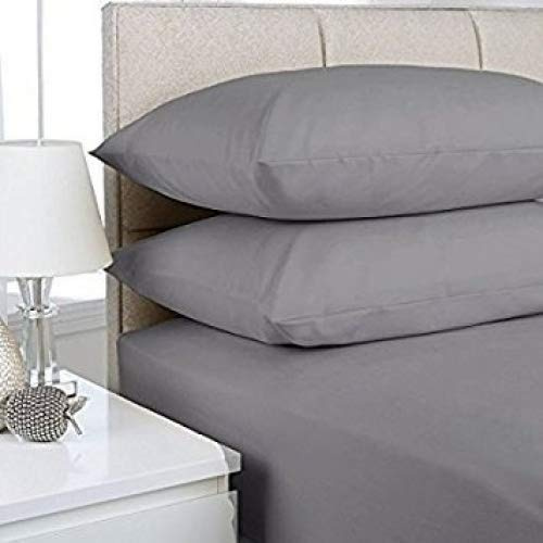 100% Egyptian Cotton Pillowcase pair House Wife Pillowcase pair 2 pack (Silver, Pillowcase Pair)