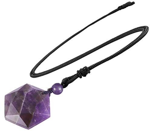 mookaitedecor Hexagram Merkaba Stein Anhänger Halskette für Frauen und Männer Amulette David Star Anhänger mit schwarzer Nylonkette verstellbar