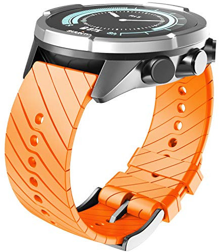 ANBEST Bracelet de rechange en silicone de 24 mm compatible avec Suunto Spartan Sport Wrist HR - Orange