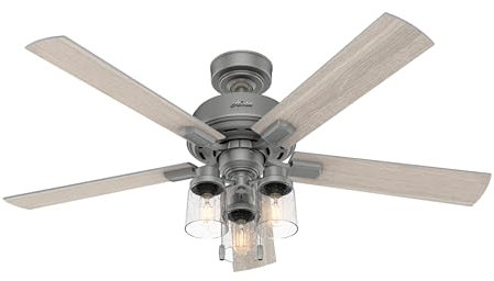 Hunter Fan Company 50651 Hartland Deckenventilator mit LED-Licht-Kit und Zugkette, Silber, matt, 132 cm