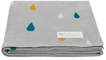 Kindsgut Kinderdecke, aus zertifizierter Baumwolle, 80 cm x 100 cm, für unterwegs im Kinderwagen oder zum kuscheln, dezente Farben, Schlichtes Design, Tropfen