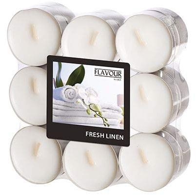 GALA Flavour by Duftlichte Ø 37,5 mm, 16,6 mm Weiss - Fresh Linen 96917 Duftkerzen Teelichter Duft-Teelichter, 18 Stück