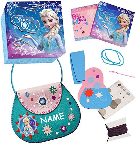 alles-meine.de GmbH Bastelset - Tasche - die Eiskönigin - Frozen - incl. Name - zum Sticken, einfaches Nähen per Hand - Moosgummi Eva - incl. Aufbewahrungsbox - Handtasche - ..