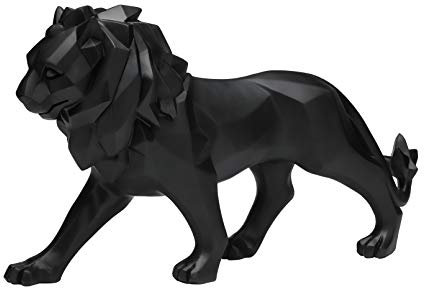 Tischskulptur LöWenskulptur Statue Tier LöWe Statue Handwerk Mit Harz Verziert, Das Eine LöWenstatue FüR Wohnzimmer Schlafzimmer Dekoration Geschenk Darstellt,Schwarz