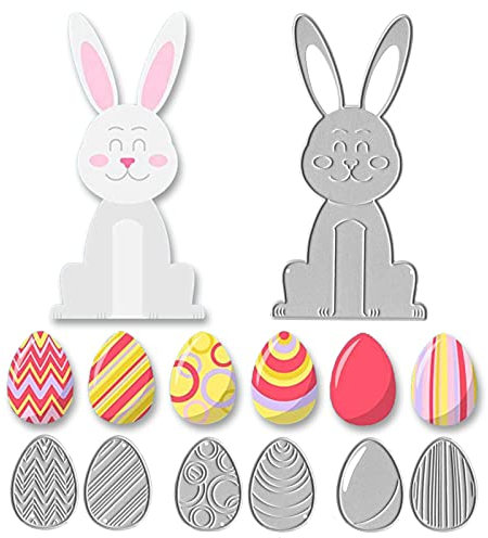 Bymivofun 7 Stück Oster Stanzformen, Hasen Eier Stanzformen, Oster Stanzschablonen Set, für Scrapbooking, Fotopapier, Karten, Bastelprägung, DIY-Herstellung