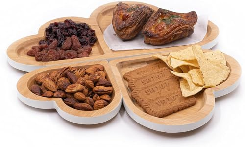 Tessie & Jessie Serving Tray for Kitchen Heart Shape Decorative Tray Set, Bread Plates, Food Tray Platter, Snake Plates (White)