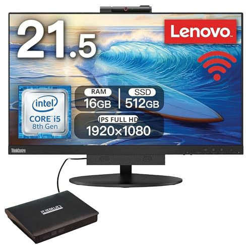 Lenovo TIO 22 PC All-in-One, Intel i5 8400T, 16GB RAM, SSD 512GB, Office 2021, Wi-Fi y Bluetooth, DVD RW incluido (reacondicionado)