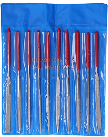 Set di Lime Ad Ago 10 Pezzi, Set di Lime Ad Ago Mini, Set di Lime Diamantate, Lime Ad Ago per Rettifica Include Punta Tonda, Rettangolo, Triangolo, Mezzo Tondo, Piatto, Ovale, Coltello e Lima a Fog