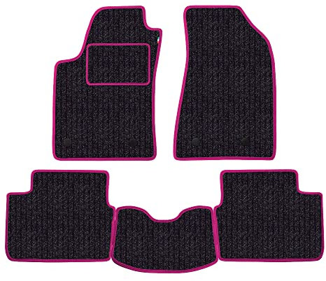 Fußmatten-Set für Mercedes C-Klasse W203 Baujahr 2000 bis 2007 in Teppich Made in Italy in Anthrazit c/Rand Fuchsia