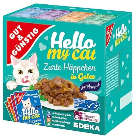 EDEKA Katzenfutter Gut und Günstig Zarte Häppchen Multi Gelee 8x100g Nassfutter