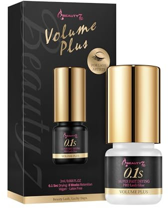Eyelash Extension Glue Black 2ml, 0.1s Fast Drying Volume Plus Lash Adhesive Glue for Individual Lash Extension, Only for Professionals and Beauticians