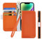 Butnyeoe Mobile Phone Case for iPhone 14 Foldable Case, Litchi Texture Leather Wallet Protective Flip Cover Case, Magnetic Closure Flip Case with Card Slot Stand Function, Orange