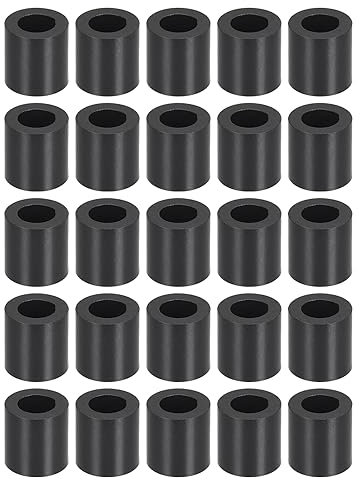 YOKIVE 100 Pcs Black Round Spacer, Unthreaded Washers with High Insulation Effect, Keep Height Consistent, Great for M4 Screws (ABS, 4.2mmx7mmx7mm)
