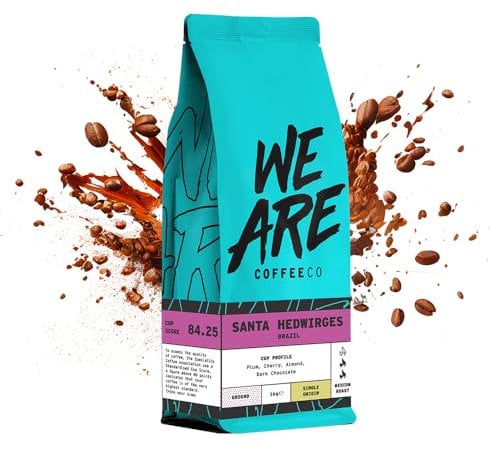 Coffee Ground, 1kg Bag Brazilian Espresso Ground Coffee, 100% Arabica, Medium Roast Speciality, Single Origin (We Are Coffee Co)