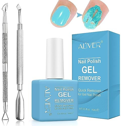 Nail Polish Remover,Remove Gel Nail Polish Within 2-3 Minutes,Gel Nail Polish with Nail Polish Scraper and Cuticle Pusher,Quick & Easy Polish Remover,