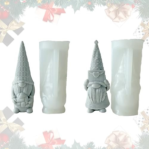 2 Stück Weihnachten Silikonform Kraeoke Wichtel Epoxidharz Formen Weihnachtsmann Silikon Gießform 3D Silikonformen für DIY Weihnachtsschmuck Dekoration (Kombination 1)