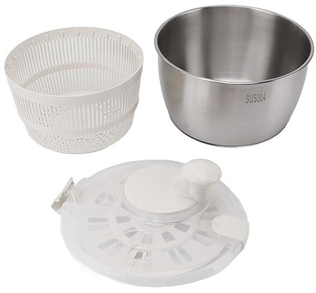 Centrifuga per Insalata da 7,9 Pollici, Centrifuga Manuale per Lattuga a Doppio Strato in Acciaio Inossidabile per la Preparazione di Frutta e Verdura, Centrifuga per Rondella di