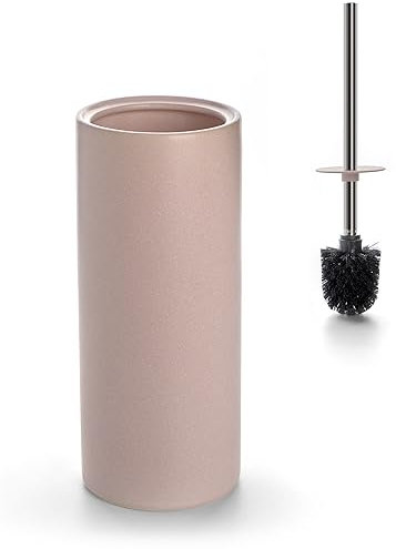 Viosuniu Stehende Matte Keramik WC-Reiniger Bürste und Halter Set für Badezimmer, Nicht kratzende Toilettenschüssel, rostfrei (Rosa, 1)