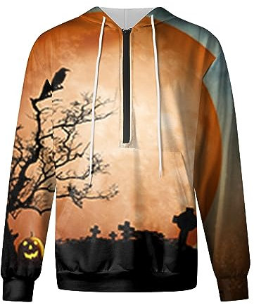 Halloween Sweatshirt Kängurutasche Hoodie Herren Ohne Kapuze Mit Kapuze Pullover Herren Ohne Kapuze Sweatshirt Herren 3xl Atmungsaktiv Hoodie Herren 3xl Brief Pullover Herren Mit Kapuze(4-Orange,L)