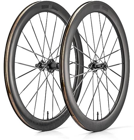 ROCKBROS Fahrrad Laufradsatz 700C für Rennrad aus Carbon T700 55 mm Disc Vorderrad + Hinterrad Kompatibel mit Drahtreifen Tubeless Fahrradteil 36T
