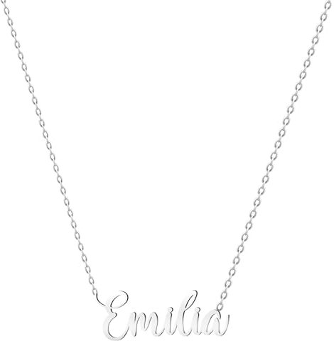 various Halskette mit Namen, Edelstahl, personalisierbarer Namensanhänger, silberfarben – personalisierte Geschenke für Frauen, Mütter, Mädchen, Paare oder beste Freundin, Plateado, Edelstahl, Nicht