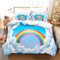 ZZTBQ Rainbows Clouds Sky White Pink Blue Yellow Orange Lilac Purple Kids Bedding Set Junior/Toddler/Cot Bed Duvet Cover and Pillowcase Set 120 x 150 cm