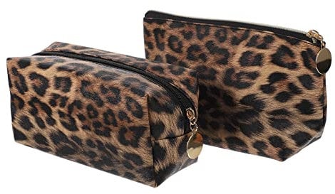 Healeved 2 Pièces Léopard Cosmétique Sacs À Cosmétiques pour Les Femmes Trousse De Maquillage Femmes Voyage Trousse De Toilette Trousses De Toilette Grands Étuis À Cosmétiques Kits De