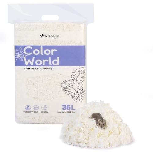 Niteangel Aspen Literie pour hamster nain syrien, gerbille, souris, rat, lapin, cochon d'Inde, chinchilla, hérisson ou autres petits animaux de compagnie (36 L, papier blanc)