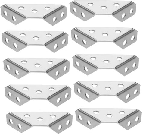 KICHOUSE 10stücke Edelstahl Eckwinkel Klammern Trapezförmige Winkelhalterungen Schrankwinkel Möbelschrauben Für Holz Und Heimwerkerprojekte