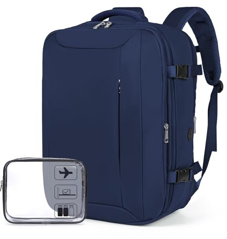 Xkdoai for Easyjet Cabin Bag 45x36x20, Travel Backpack with TSA Approved Clear Bag, Carry-ons Cabin Backpack for Travelling Underseat Cabin Bag Laptop Backpacks Luggage Set