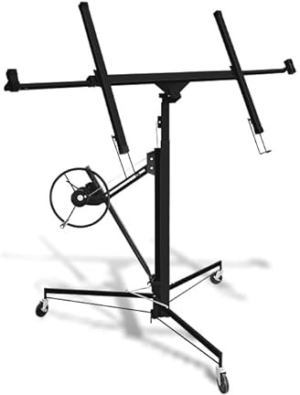 Vkechh XXL Plattenheber bis max 68 kg für Rigipsplatten, Höhe 140-350cm, max 290cm Lastarmbreite, 3 Räder mit Feststellbremse, Einfache Anpassung, Schwarz
