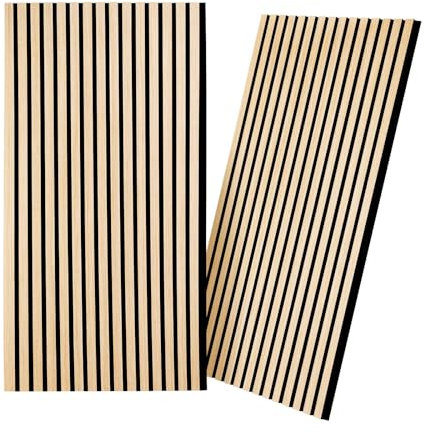 2 Holz-Schallwandpaneele, 120 * 60cm Holzlatten-Akustikpaneele Schallabsorbierend, Lärmdämpfende Paneele für Wohnzimmer, Schlafzimmer, Studio, Oak