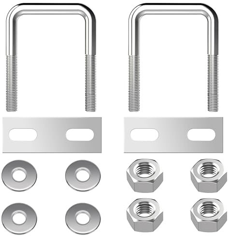 Perno en U Cuadrado Pernos en Forma de U de Acero Inoxidable con Tuercas y Placas para Fijación de Tubería 40 mm de Ancho Interior 2 Piezas M8 40x65mm