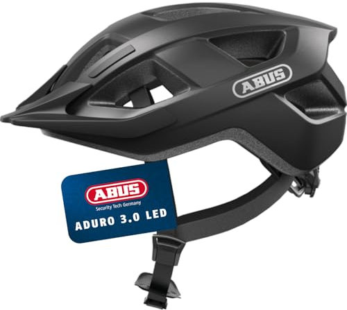 ABUS Fahrradhelm Aduro 3.0 LED - Sportiver City-Helm in stilvollem Design für alltägliche und sportliche Touren - mit Rücklicht - für Damen und Herren - Größe S, Grau