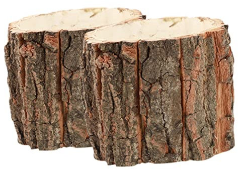 MERRYHAPY 2st Rinde Blumeneimer Blumentöpfe Im Freien Bauernpflanzer Pflanzkübel Aus Rinde Draussen Baumstumpf-Bonsai-Topf Frosch Topf Protokolle Sukkulenten-übertopf Aus Naturholz Hölzern