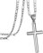 murtoo kette herren, halskette herren, kreuzkette, kreuz anhänger für herren, silberkette, 925 Sterling Silber, kreuz halskette (Silber Figaro,55cm)