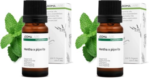 BIO - Peppermint Essential Oil - 10mL - 100% Pure, Natural, Chemotyped and AB Certified - AROMA LABS (French Brand) (Pack of 2)
