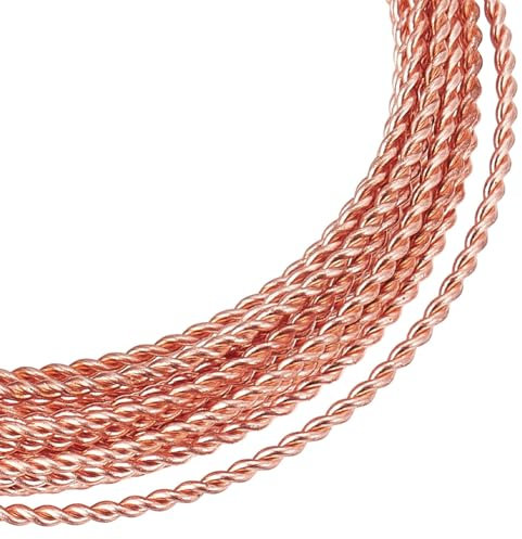 BENECREAT 2pcs 6m Twist joyas alambre, 2mm cobre artesanía alambre crudo cobre perla alambre para hacer adornos y otros trabajos de artesanía de joyería